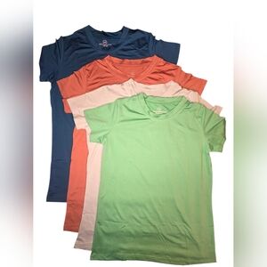 Real Essentials Girls 4 Pack Dry Fit Active Crew Tees Size Medium